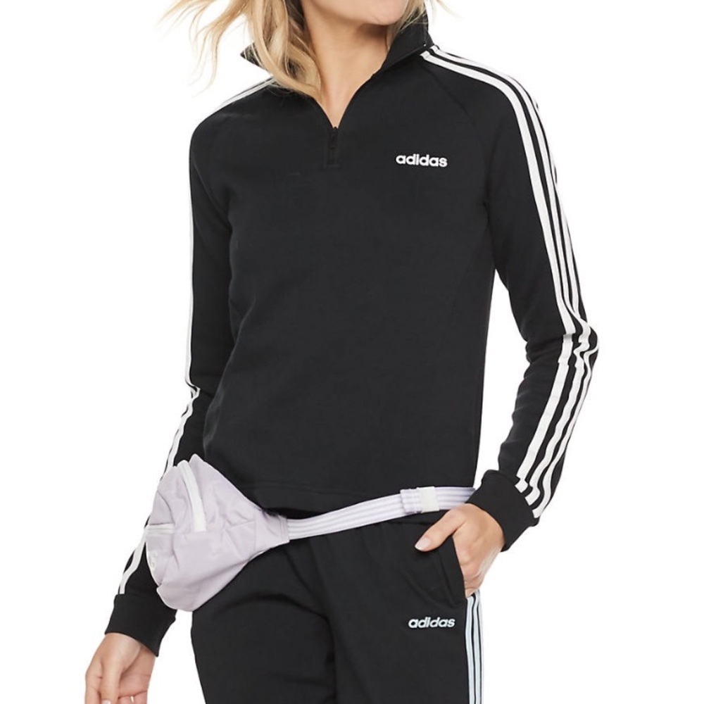 adidas Quarter-Zip Stripe Fleece Jacket